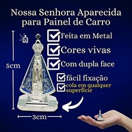 Miniatura Imagem Nossa Senhora Aparecida para Painel de Carro - Autocolante em Metal Prata 5cm - imagem 3