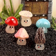Mini Estátuas de Cogumelo - 5 Peças para Decoração de Jardim e Miniaturas - imagem 4