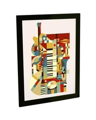 Quadro Decorativo Música com Ilustração de Instrumentos Musicais Minimalista - Moldura Pronta para Pendurar - imagem 2