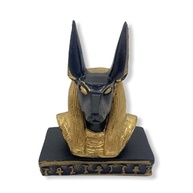 Escultura Egípcia Busto Anúbis Preto Dourado em Resina 10 cm - Decore com Estilo e Mistério - imagem 1