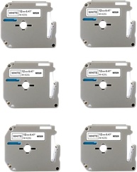 KIT COM 6 FITAS BRANCAS ROTULADOR BROTHER COMPATÍVEL Mk231 M231 Mk 231 - imagem 1