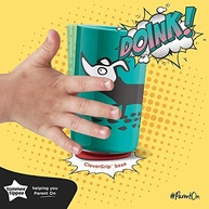 Copo Infantil Anti-queda No Knock 190 ML Azul com Design Cachorrinhos - Base Adesiva Clever-Grip para Mesa - imagem 3