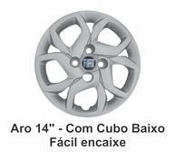 Jogo 4 Calotas Esportivas Prata Aro 14 Fiat Mobi 2017-2018 com Emblema Preto - imagem 3