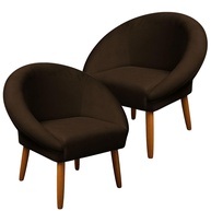 Kit 2 Poltronas Cadeira Decorativa Marrom para Sala de Espera | Design Elegante com Pés Palito MOBLAN - imagem 1