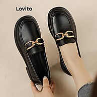 Mocassins Lovito Vintage Feminino – Couro Sintético com Fivela Metálica - imagem 1
