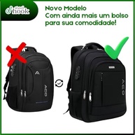 Mochila para Notebook Masculina Feminina para Notebook 17 – Mochila executiva Antifurto, Reforçada, Saídas USB e Fone, Alça de Aço, Impermeável, Escolar, Faculdade, Trabalho ou Viagem – Preta Premium - imagem 4