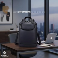 Mochila Couro Reforçada Executiva Grande Mochila para Notebook Trabalho Viagem Escola com Cabo de Aço Impermeável - imagem 2
