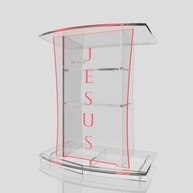 Púlpito de Acrílico Mod. ABRAÃO com LED Vermelho e Gravação 'Jesus' - Moderno e Resistente - imagem 1