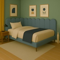 Cabeceira de Cama King 10 Módulos Modelo Nuvem 45x20 cm Azul Claro - Design Moderno e Confortável - imagem 3