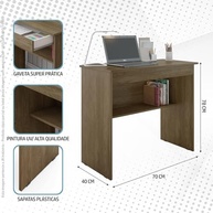 Escrivaninha com Gaveta e Prateleira Organizadora – Mesa de Computador Moderna para Estudo e Escritório (Branco) - imagem 4