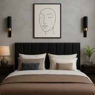 Cabeceira Cama Box Casal 7 Módulos Estofada Modular Moderna 60x20 cm Preto - imagem 5