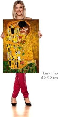 Quadro O Beijo de Gustav Klimt - Arte Moderna em Canvas para Decoração de Ambientes - imagem 4