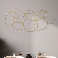 Hicarer Anéis Interligados Dourados - Escultura de Parede Abstrata para Decoração Moderna - imagem 2