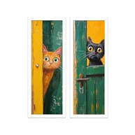 Kit 2 Quadros 18x45 cm - Gatos Espiões em Vidro Preto | Decoração Moderna para Banheiro e Lavabo - imagem 4