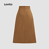 Saia Plissada Assimétrica com Botões Lovito – Elegante e Moderna - imagem 2