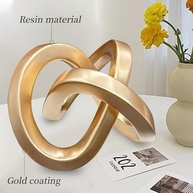 Escultura Geométrica Dourada Moderna com Nó Decorativo - Arte Abstrata para Sala, Quarto e Escritório - imagem 4