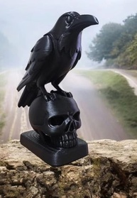 Estátua Decorativa de Corvo em Caveira - Escultura Gótica 3D Preta para Decoração Moderna - imagem 5