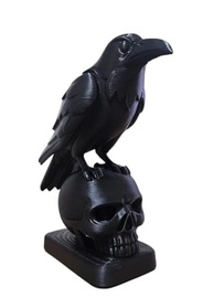 Estátua Decorativa de Corvo em Caveira - Escultura Gótica 3D Preta para Decoração Moderna - imagem 2