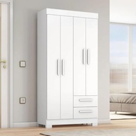 Guarda-Roupa Solteiro 4 Portas 2 Gavetas Malta Branco Flex Notável – Organização Moderna e Espaçosa - imagem 3