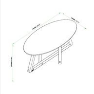 Mesa de Centro Oval Moderna em MDF com Tampo Off White - Design Geométrico 90x45x35cm - imagem 2