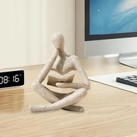 Estátua de Pensador para Decoração Moderna - Escultura de Leitura em Resina para Estante, Escritório e Sala de Estar - imagem 3