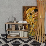 Sapateira Industrial Moderna com 3 Prateleiras em Madeira e Estrutura de Metal Preto | Design Versátil para Hall e Sala - imagem 4
