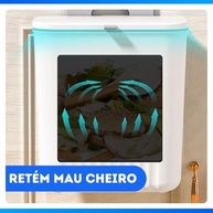 Lixeira Suspensa 9L com Alça e Suporte Adesivo - Moderna e Prática para Banheiro e Cozinha (Preto) - imagem 5
