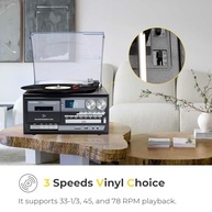 Toca-Discos Vintage 9 em 1: Reviva a Magia do Vinil com Tecnologia Moderna - imagem 5