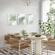 Conjunto de Arte de Parede Verde Sálvia Moderna - 3 Quadros Abstratos em Moldura para Sala de Estar, Quarto e Decoração Boho - imagem 4