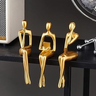XINXUAN Estátuas Douradas Modernas para Decoração de Casa - 3 Peças em Resina com Design Abstrato Elegante - imagem 5