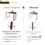 Mesa Escrivaninha Premium Estilo Industrial 100x50cm - Design Moderno em MDF Freijó e Aço - imagem 4