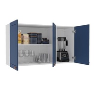 Armário Aéreo 3 Portas 120 cm Pérola Yescasa Branco/Azul - Design Moderno e Funcionalidade - imagem 4