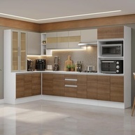 Armário de Cozinha Canto Smart Madesa 447cm Branco/Rústico - Design Moderno e Funcionalidade - imagem 2