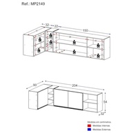 Kit Armário de Cozinha Aéreo Moderno 90cm + 150cm Veneza - Design Branco/Dourado com MDP Premium - imagem 3
