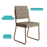 Conjunto com 2 Cadeiras de Jantar 1736 Carraro Caramelo/Rose - Design Moderno e Conforto - imagem 5