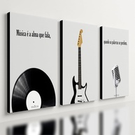 Kit 3 Quadros Decorativos Música Clássica Retro - Estilo Disco Moderno para Ambientes Criativos - imagem 1