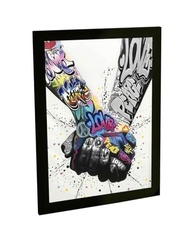 Quadro Decorativo Grafite Mãos Dadas - Estilo Moderno para Casal e Amigos | Decoração de Parede para Quarto e Sala - imagem 2