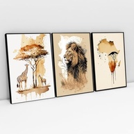 Kit 3 Quadros Animais da África Moderno - Decoração Elegante para Sala e Quarto (60x40cm, Preto) - imagem 4