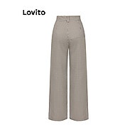 Calça Feminina Gingham Lovito com Botão – Estilo Casual Moderno - imagem 2