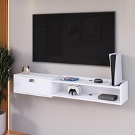 Rack Bancada Parede Home Supremo para TV 55" com Nicho e Porta Concha - Design Moderno Branco - imagem 5