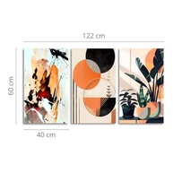 Quadros Decorativos Abstrato Geométrico com Plantas - Conjunto Moderno para Sala - imagem 3