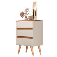 Mesa de Cabeceira Roma com 3 Gavetas em Off White e Freijó - Design Moderno para Quarto - imagem 1