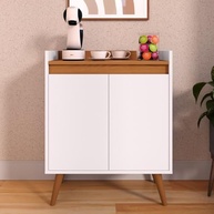 Armário Aparador Cantinho Do Café 2 Portas com Prateleira – Design Moderno em Branco e Freijó - imagem 3
