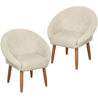 Poltrona Cadeira Recepção Bege Veludo Reforçada com Pés de Madeira | Design Moderno e Confortável - imagem 1