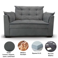 Sofá 2 Lugares Suede Cinza: Conforto Moderno - imagem 2