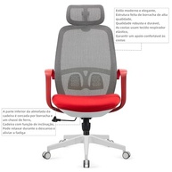 Cadeira de Escritório Ergonômica com Suporte Lombar e Cabeça Ajustável - Design Confortável e Moderno - imagem 4