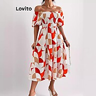 Vestido Geométrico Lovito com Bata - Estilo Elegante e Moderno - imagem 2