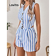 Shorts Elegantes Lovito: Listrado e Moderno - imagem 2