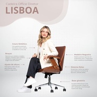 Cadeira Office Lisboa Marrom sem Encosto - Design Ergonômico e Estilo Moderno Rivatti - imagem 3