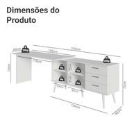 Mesa de Escritório em L com 3 Gavetas Branco Lisboa – Design Moderno e Organização Inteligente - imagem 4